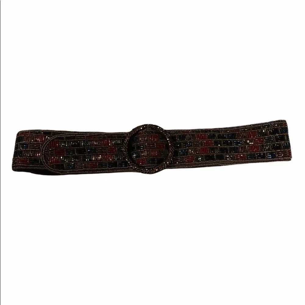 Vintage F.A.I. Satin Blend Beaded Belt